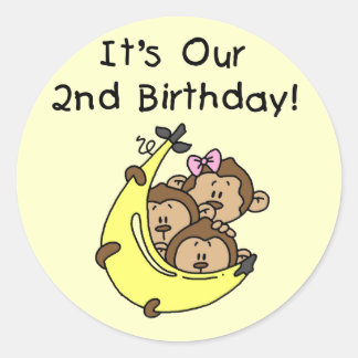 Triplets 2nd - Two Boys/ One Girl Tshirts Classic Round Sticker