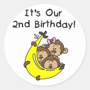 Triplets 2nd - Two Boys/ One Girl Tshirts Classic Round Sticker