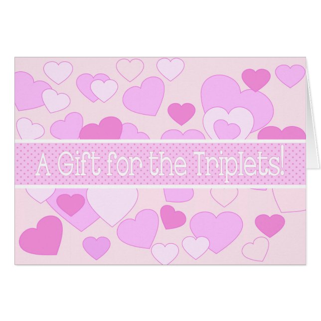 Triplets Baby Shower Gift Card (Front Horizontal)