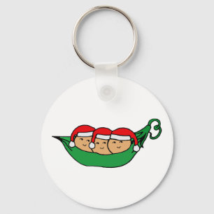 Triplets Christmas Pod Graphic Key Ring
