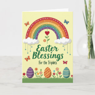 Triplets Easter Rainbow Joy Card