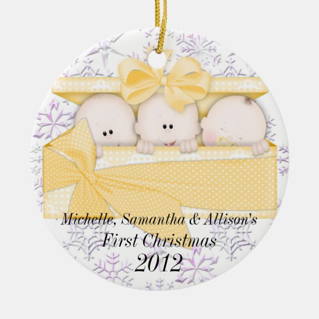Triplets First Christmas Ornament (Front)