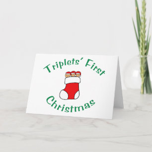 Triplets First Christmas - Stocking (no date) Holiday Card