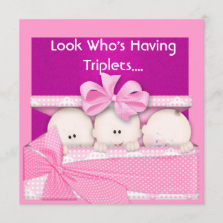 TRIPLETS GIRLS BABY SHOWER  INVITATION