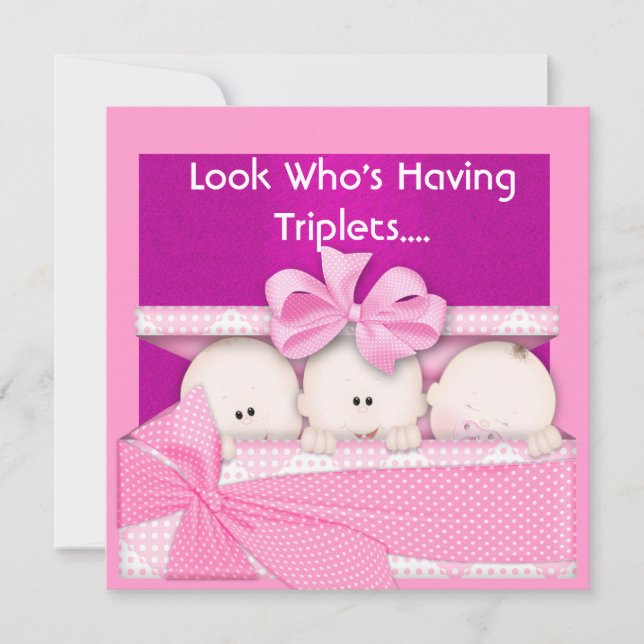 TRIPLETS GIRLS BABY SHOWER  INVITATION (Front)