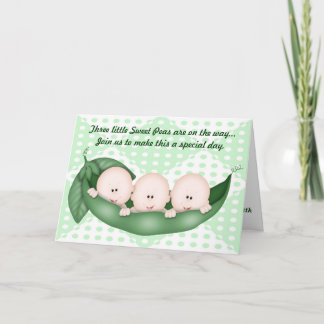 Triplets Green Baby Shower Pea in a Pod Invitation
