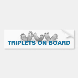 TRIPLETS ON BOARD BUMPER STICKER