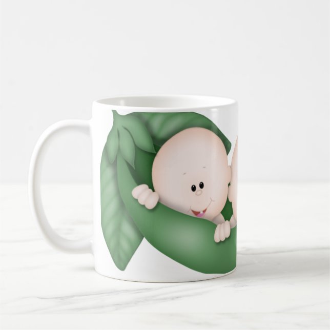 TRIPLETS PEAS IN A POD Baby Shower Coffee Mug Cup (Left)
