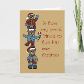 Triplets stacked for Christmas Holiday Card