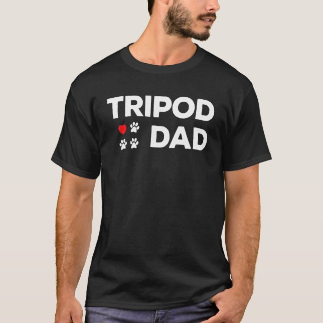 Tripod Dad 3-Legged Dog Paw Amputee Love and Heart T-Shirt (Front)