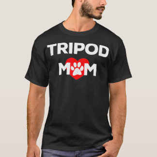 Tripod Mum 3Legged Dog Paw Amputee Love and Hearts T-Shirt
