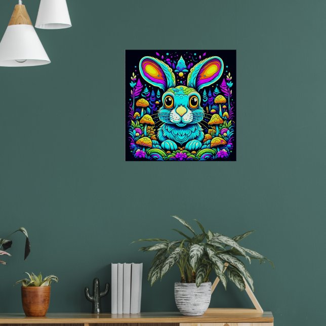Tripped Out Shroom Rabbit Poster (Living Room 1)