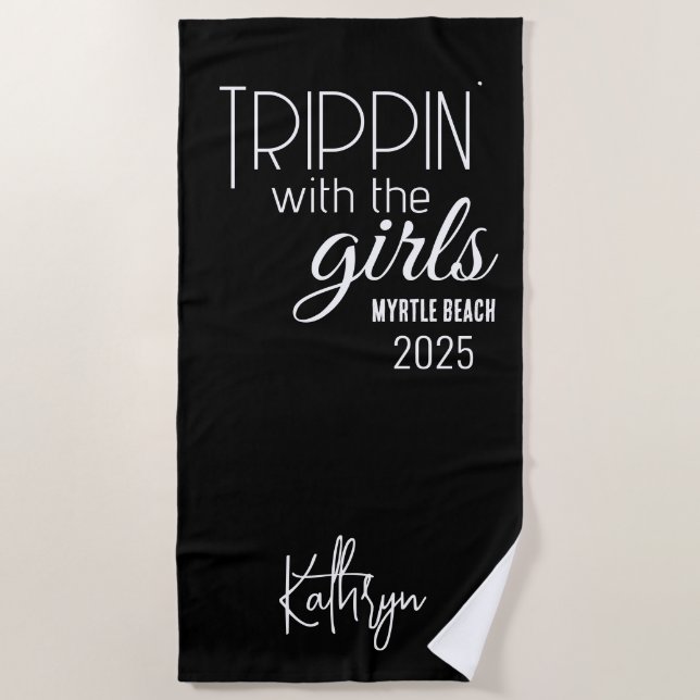 Trippin' with the Girls Personalised Beach Towel (Front)
