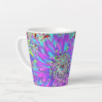 Trippy Abstract Aqua, Lime Green and Purple Dahlia