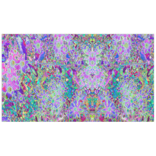 Trippy Abstract Pink and Purple Flowers Tablecloth
