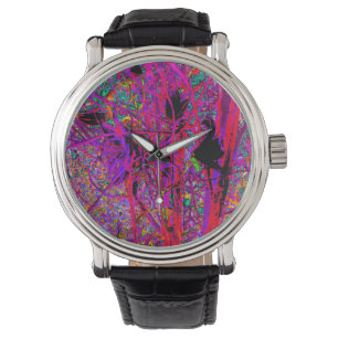 Trippy Abstract Rainbow Oriental Lily Flowers Watch