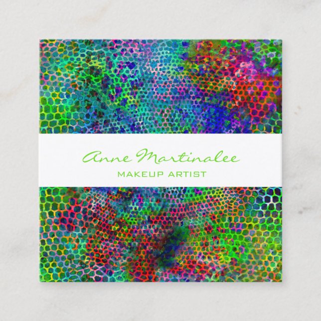 Trippy Animal Print Square Business Card (Front)
