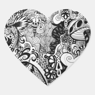 Trippy Art Design Heart Sticker