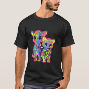 Trippy Art Mushroom Cat Psychedelic Festival T-Shirt