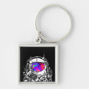Trippy Astronaut Helmet Key Ring