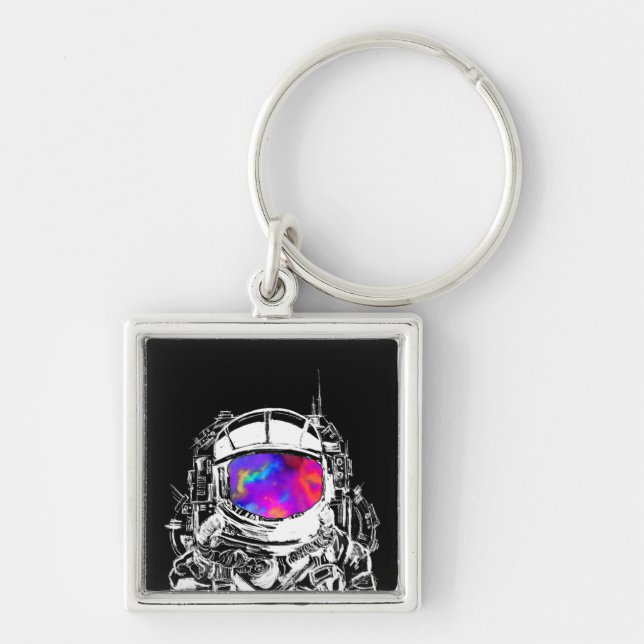Trippy Astronaut Helmet Key Ring (Front)