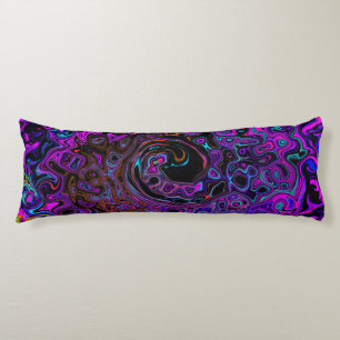 Trippy Black and Magenta Retro Liquid Swirl Body Cushion