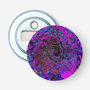 Trippy Black and Magenta Retro Liquid Swirl Bottle Opener