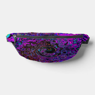 Trippy Black and Magenta Retro Liquid Swirl Bum Bags