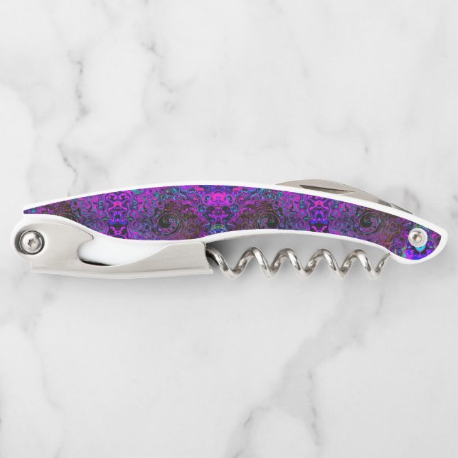 Trippy Black and Magenta Retro Liquid Swirl Corkscrew (Front)