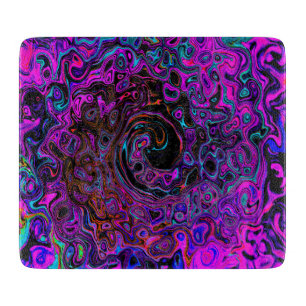 Trippy Black and Magenta Retro Liquid Swirl Cutting Board
