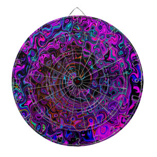 Trippy Black and Magenta Retro Liquid Swirl Dartboard