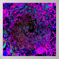 Trippy Black and Magenta Retro Liquid Swirl