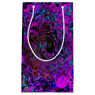 Trippy Black and Magenta Retro Liquid Swirl Small Gift Bag