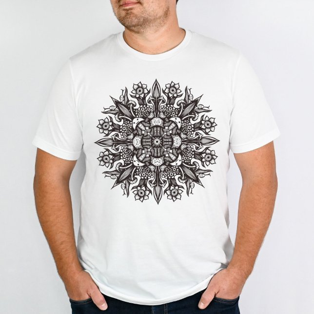 Trippy black and white cool psychedelic mandala T-Shirt (Creator Uploaded)