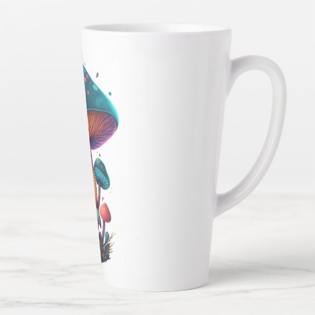 Trippy Blue Amanita Muscaria Latte Mug (Right)