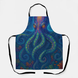 Trippy Blue Octopus Apron