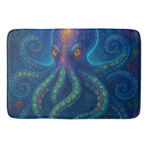 Trippy Blue Octopus  Bath Mat