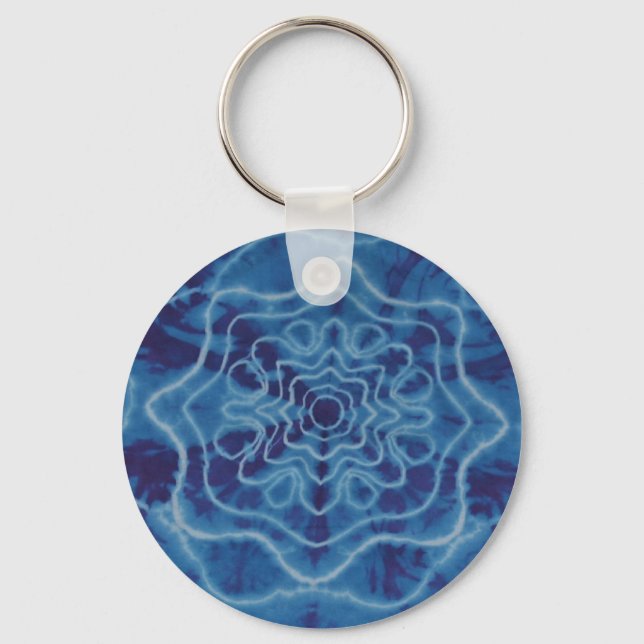 Trippy Blue Star Tie Dye Key Chain (Front)