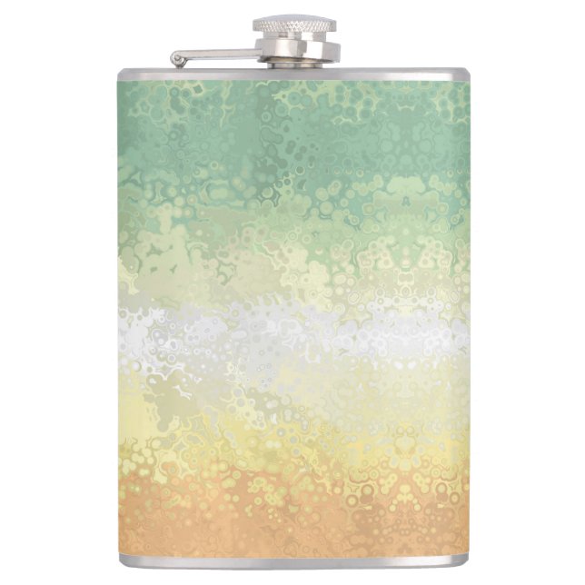 Trippy Boho Groovy Abstract Genderflor Pride Flag Hip Flask (Front)