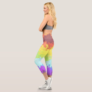 Trippy Boho Groovy Abstract Neurogender Pride Flag Capri Leggings