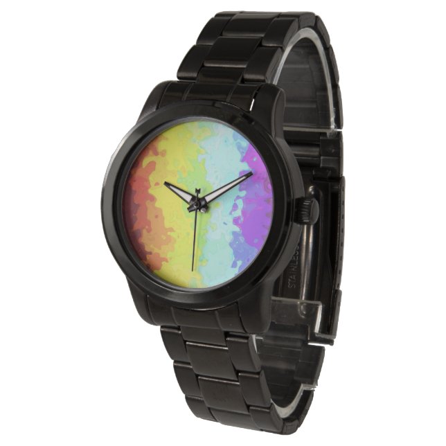 Trippy Boho Groovy Abstract Neurogender Pride Flag Watch (Angled)