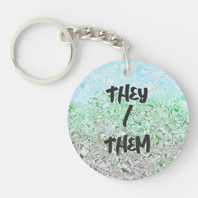 Trippy Boho Groovy Grungy Autoromantic Pride Flag Key Ring (Front)