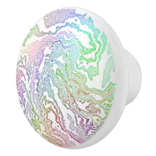 Trippy Boho Marbled Colourful Rainbow Abstract Ceramic Knob