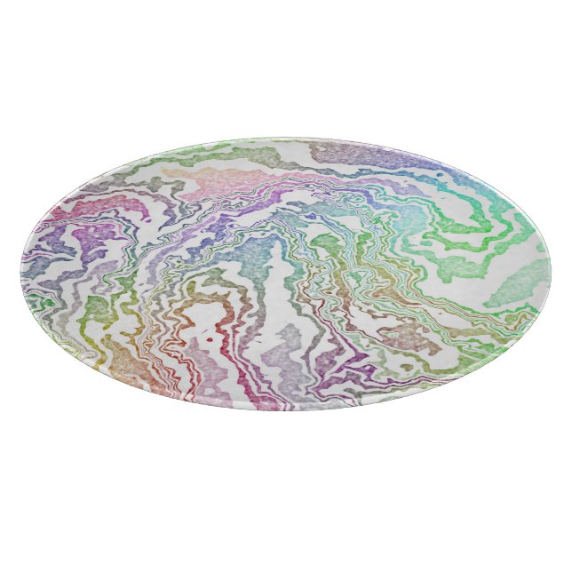Trippy Boho Marbled Colourful Rainbow Abstract Cutting Board (Corner)