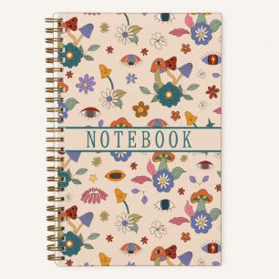 Trippy Boho Psychedelic Mushroom and Eyes Notebook