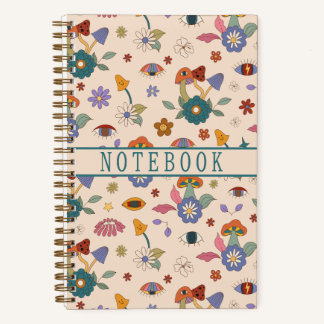 Trippy Boho Psychedelic Mushroom and Eyes Notebook