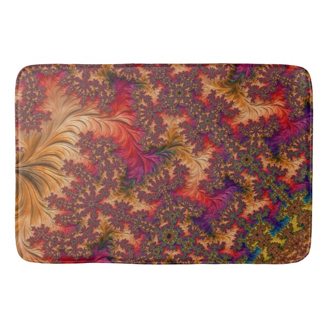 Trippy Bright Dazzling Branching Abstract Fractal Bath Mat (Front)