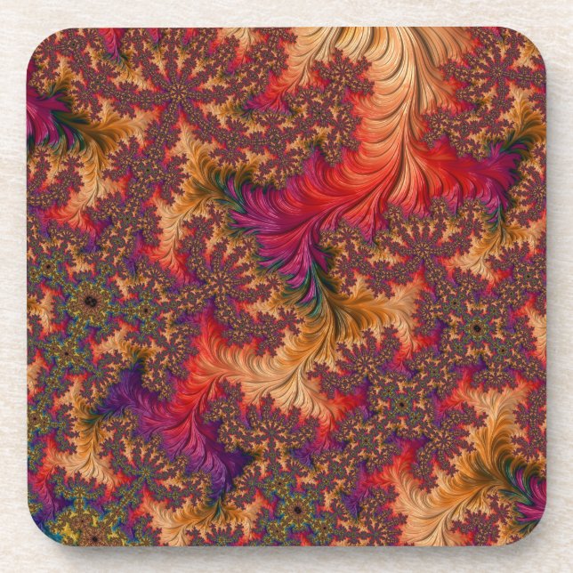 Trippy Bright Dazzling Branching Abstract Fractal Coaster (Front)