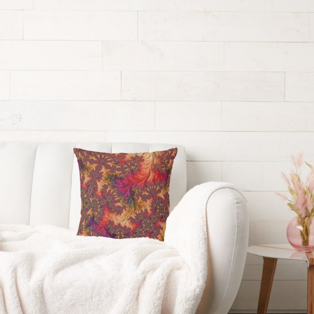 Trippy Bright Dazzling Branching Abstract Fractal Cushion (Couch)