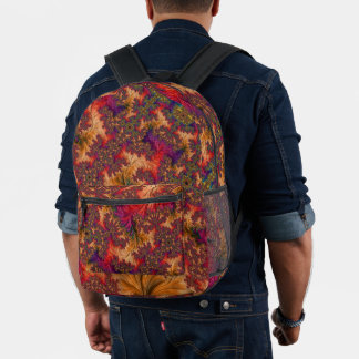 Trippy Bright Dazzling Branching Abstract Fractal Printed Backpack